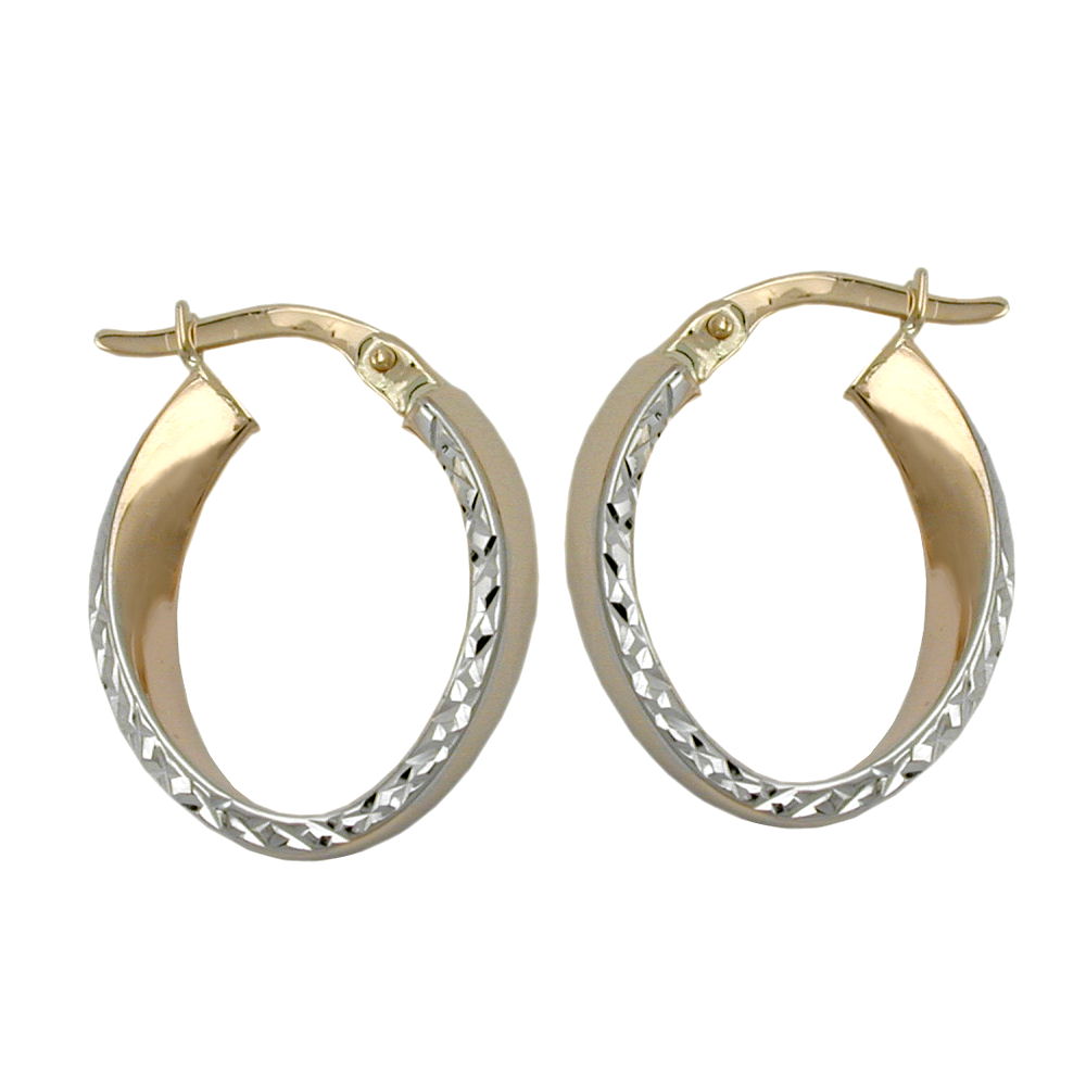 Boucles d'oreilles or 9 carats diamant cut taille 17x14mm