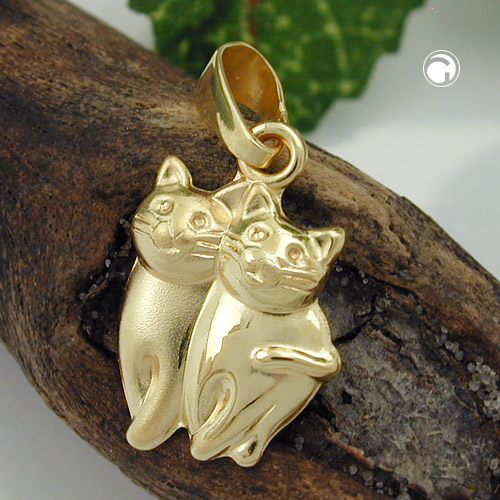 Bijou pendentif chat or jaune 375/000 vue détaillée