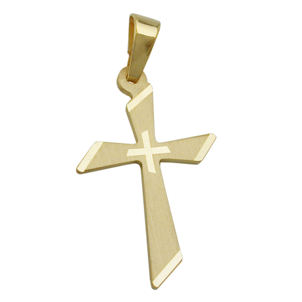 Pendentif croix en or 9 carats vue face