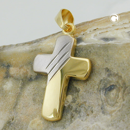 Pendentif croix or jaune 9 carats dos lisse brillant