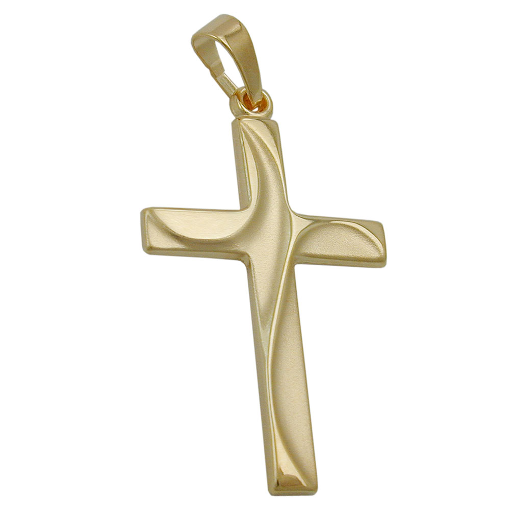 Pendentif croix en or 9 carats sur fond neutre
