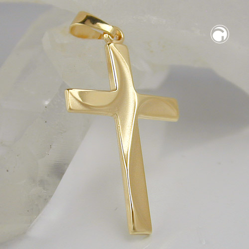 Vue détaillée du pendentif croix or 9k avec maillon