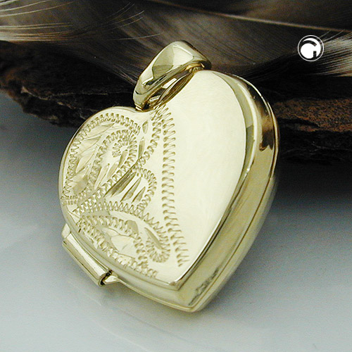 Médaille cœur or jaune 9k vue de face
