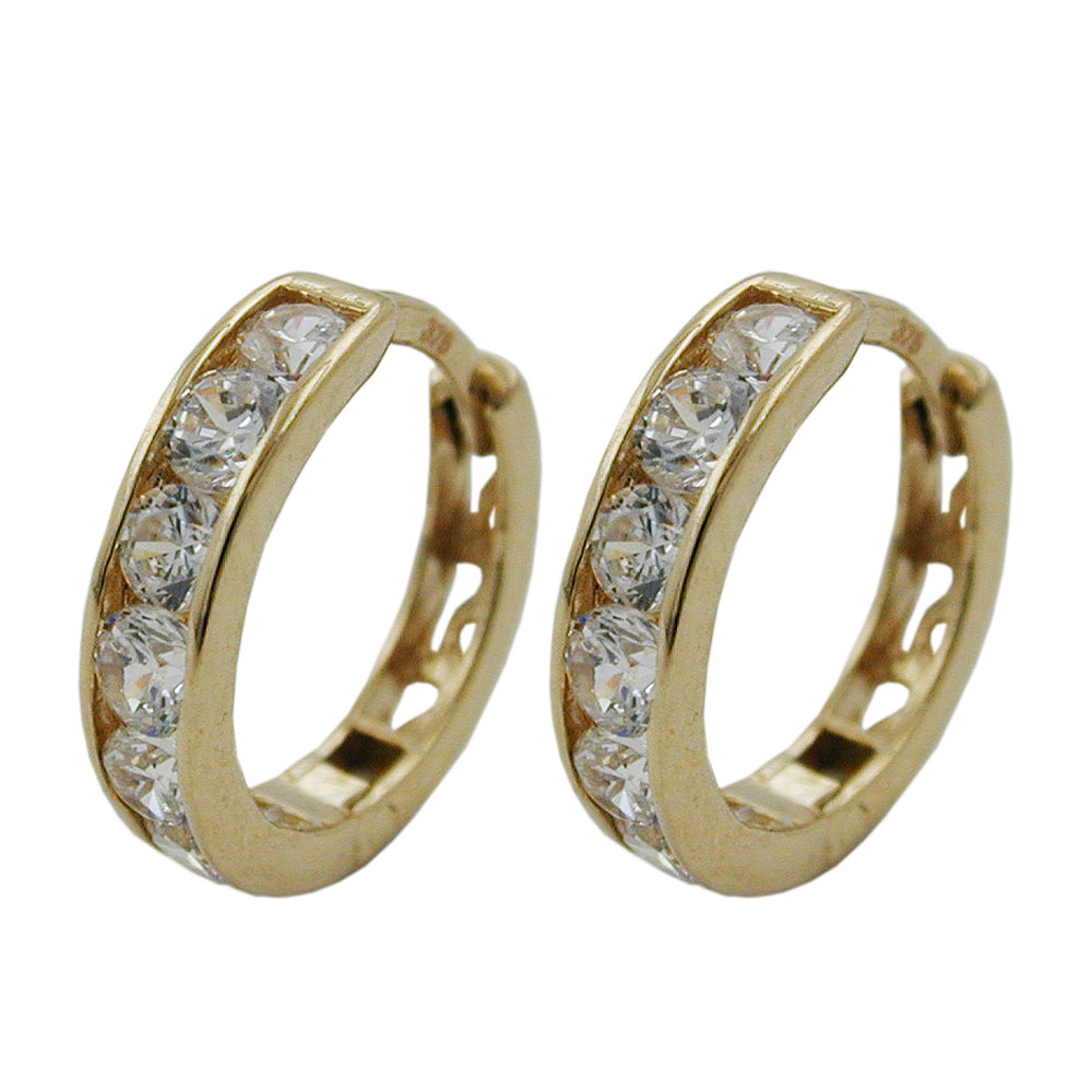 Boucles d'oreilles créoles or 9 carats avec zirconium