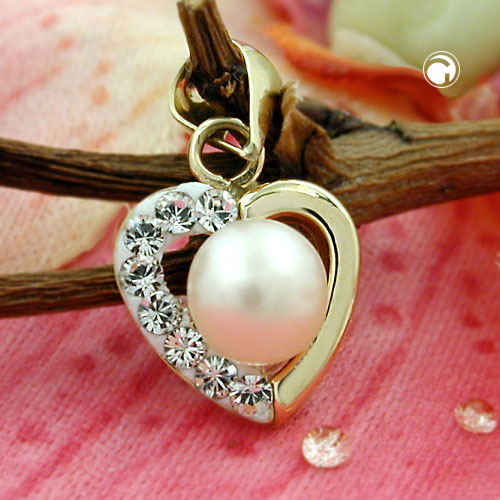 Pendentif or 9K forme cœur détail zircon