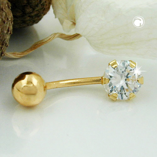 Bijou nombril or 585/000 zirconia, détail du fermoir