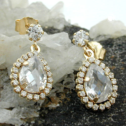 Boucles d'oreilles en or 375/000 zirconias vue de profil