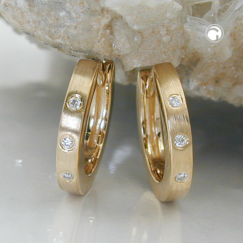 Paire de boucles d'oreilles hoop or 14 carats diamant