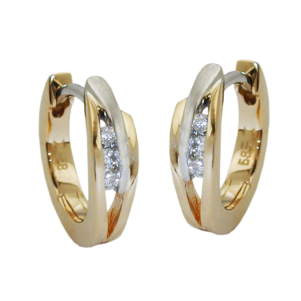 Boucles d'oreilles créoles en or 14K avec diamants brillants