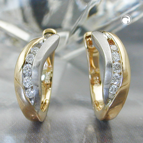 Paire de boucles d'oreilles or jaune 585/000 diamant brillant