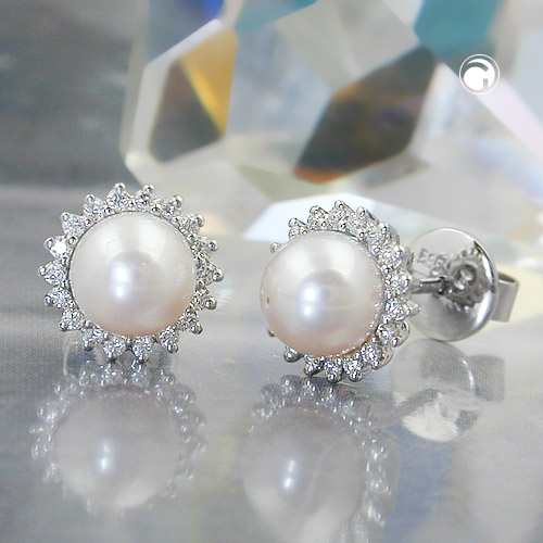 Paire de boucles d'oreilles or blanc 14K facettées