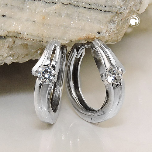 Paire de hoops or blanc 9K sertis de zirconias