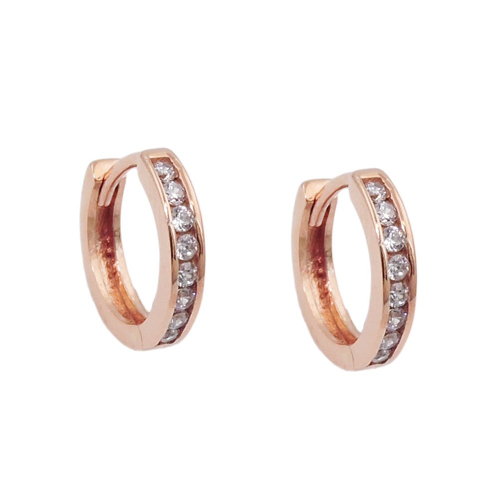 Boucles d'oreilles créoles or 9K avec zirconias