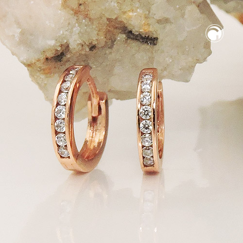 Paire de boucles d'oreilles hoop or 9 carats zirconias