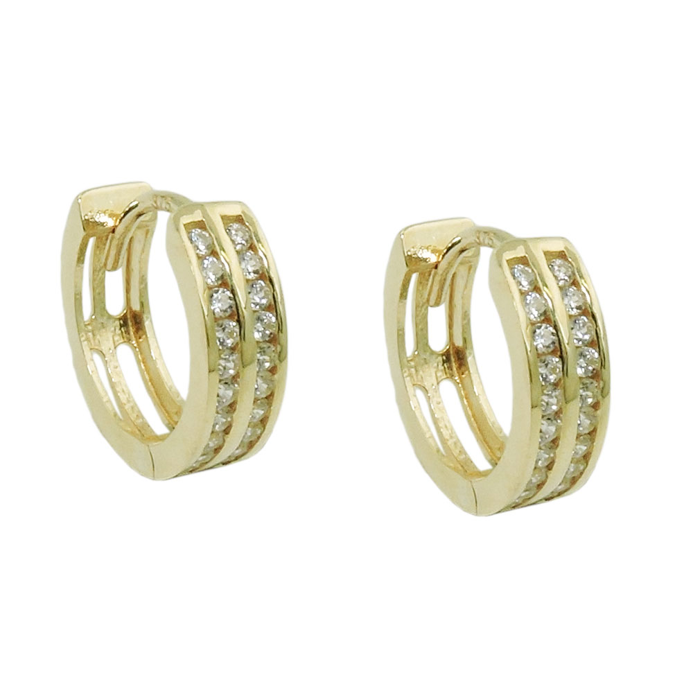 Boucles d'oreilles or 9 carats hoop avec zirconias