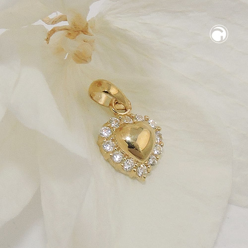 Bijou pendentif coeur or 375/000 avec zirconias brillants