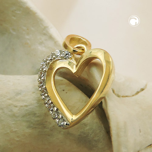 Pendentif or 9k forme cœur zirconias