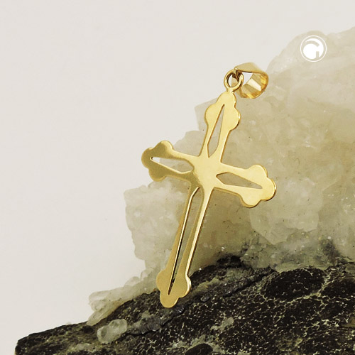 Vue rapprochée pendentif croix or 9k dimensions 26x19mm