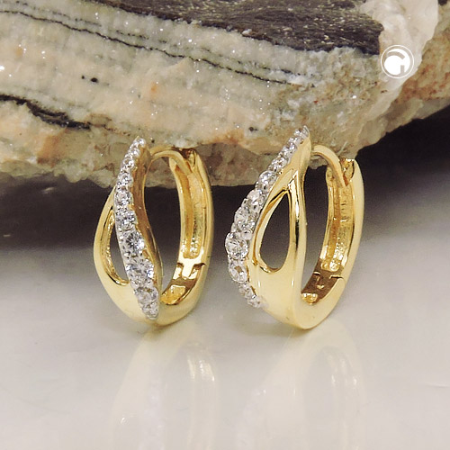 Paire de boucles d'oreilles or 9k ornées de zirconias