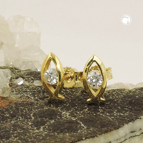 Paire de boucles d'oreilles or symbole chrétien Ichthys