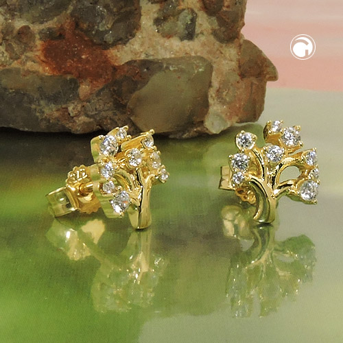 Boucles d'oreilles en forme d'arbre en or 9 carats