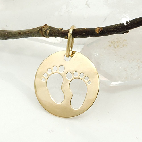 Pendentif baptême or 375/000 vue de profil