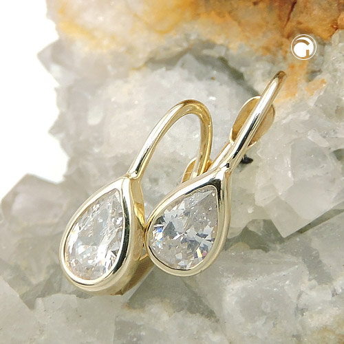 Boucles d'oreilles goutte blanche en or 9 carats