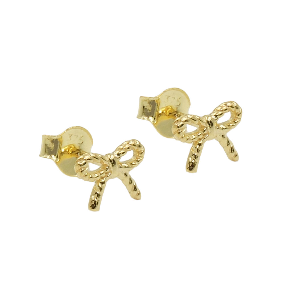 Boucles d'oreilles or jaune 9 carats motif nœud 5x7mm