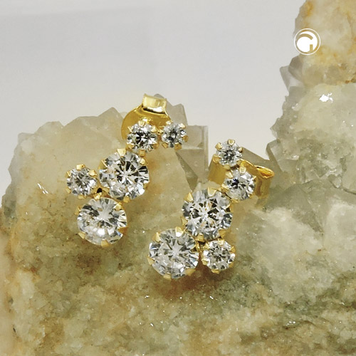 Stud earrings or jaune 375/000 forme nœud 5 pierres