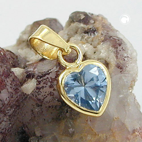 Bijou pendentif cœur or jaune avec aquamarine