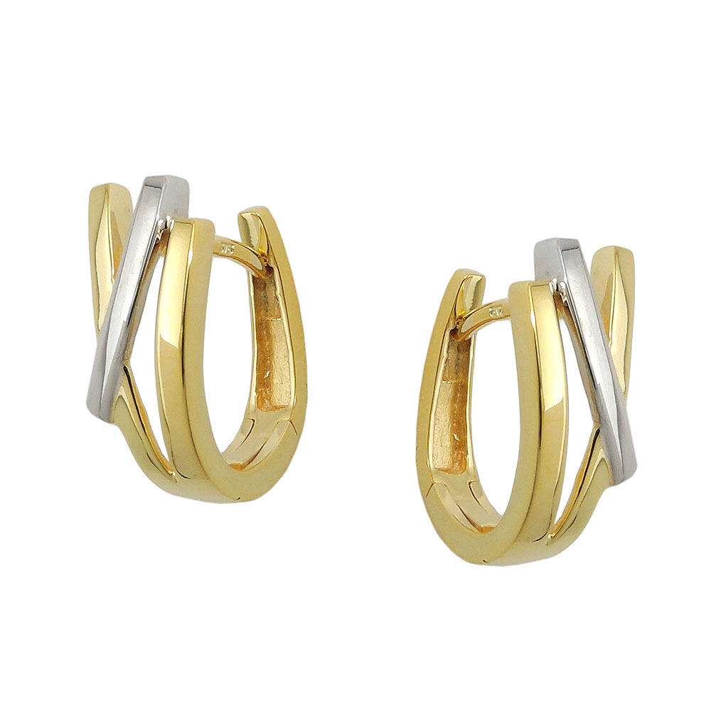 Boucles d'oreilles or bicolores 9 carats hoop