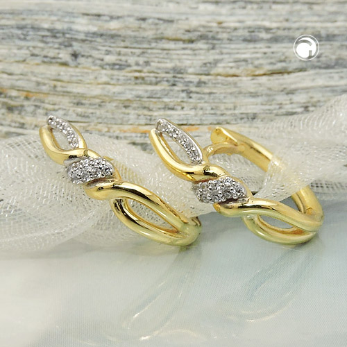 Paire de boucles d'oreilles en or 375 serties de zirconia