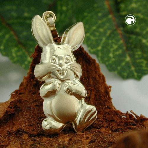 Pendentif lapin or 585 vu de dos avec la queue