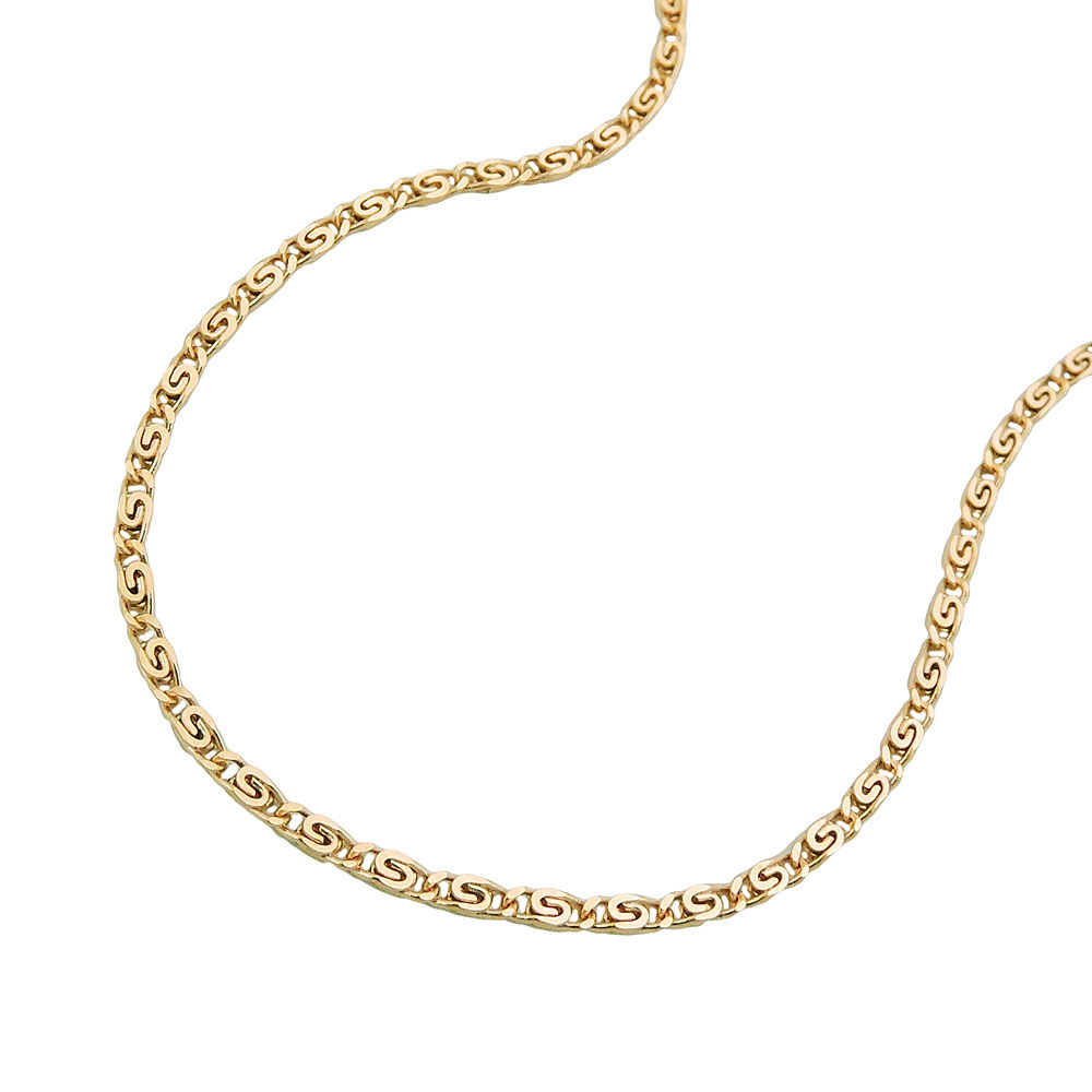 Collier or 14 carats chaîne scroll 1,2 mm sur fond blanc