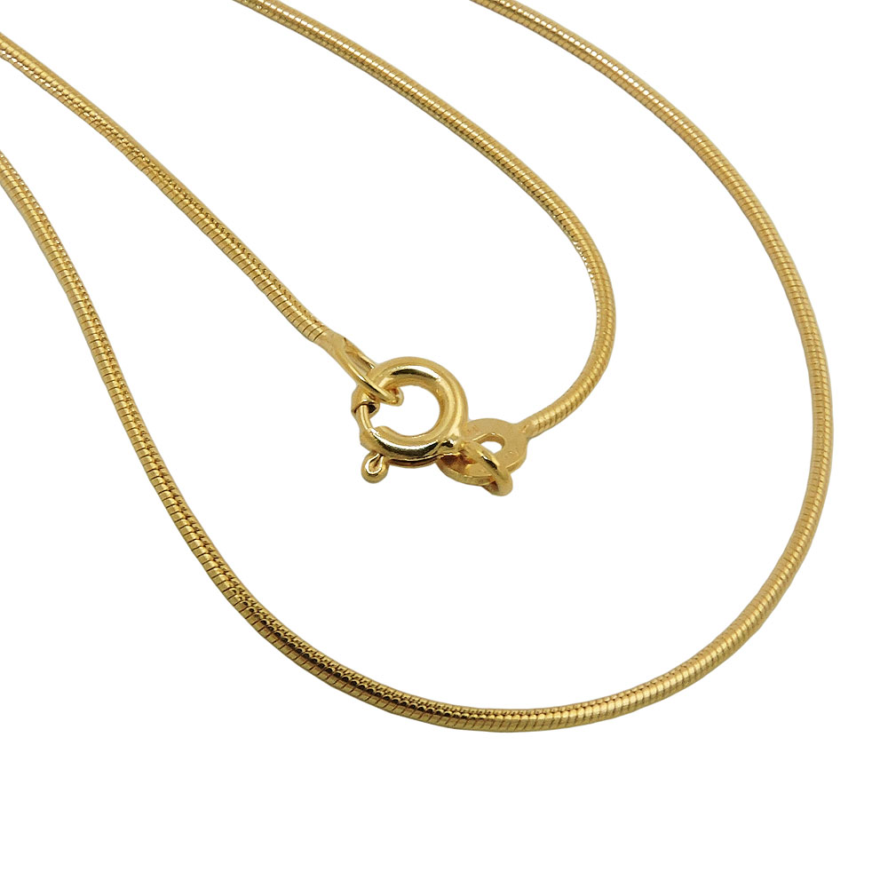 Collier or 14 carats chaîne serpent fine 1 mm