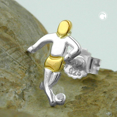 Boucle d'oreille homme argent sterling forme footballeur