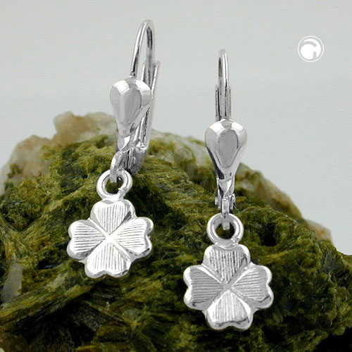 Boucles d'oreilles porte-bonheur argent sterling motif trèfle