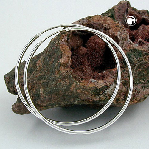 Paire de créoles argent sterling 44 mm, vue de profil