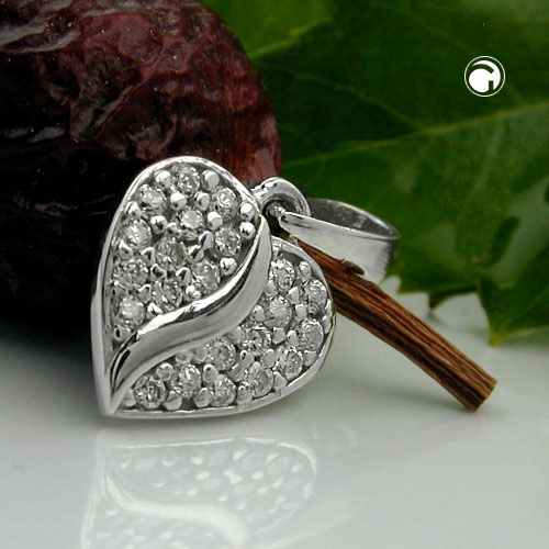 Pendentif coeur en argent sterling avec zirconias
