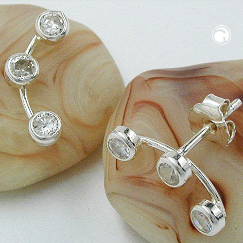 Paire de clous d'oreilles en argent sterling sertis de zirconias