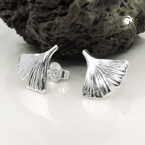 Clous d'oreilles argent sterling motif ginkgo biloba