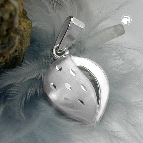 Pendentif argent sterling cœur 14x10mm face brillante
