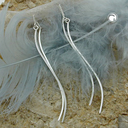 Paire de boucles d'oreilles argent sterling forme vague