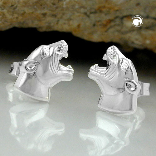 Boucles d'oreilles argent sterling tête de tigre vue de profil