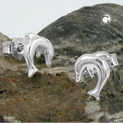 Paire de boucles d'oreilles dauphin argent sterling