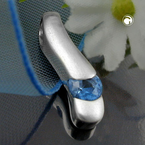 Pendentif argent sterling passe-chaîne avec spinelle synthétique vue de profil