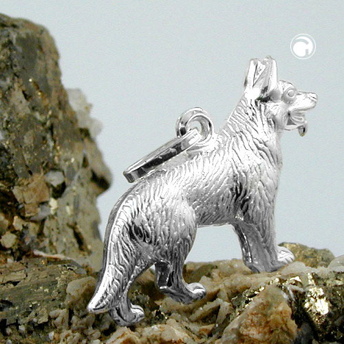Pendentif chien argent sterling vue de face