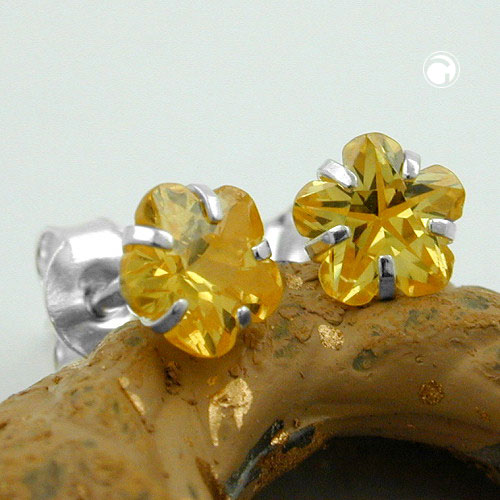 Studs argent sterling pierre citrine jaune