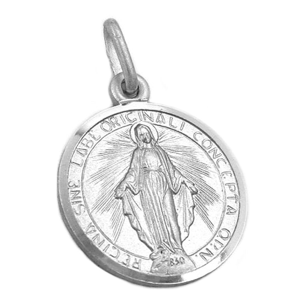 Pendentif Vierge Marie en argent 925, médaille religieuse ciselée