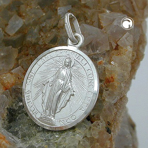 Médaille mère Marie argent sterling, pendentif 16 mm